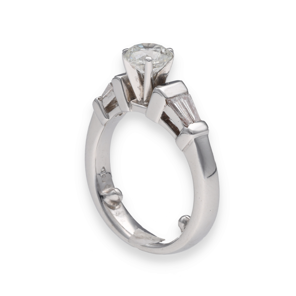 Solitaire En Or Gris Cts Avec Cts De Diamants Brillants Et