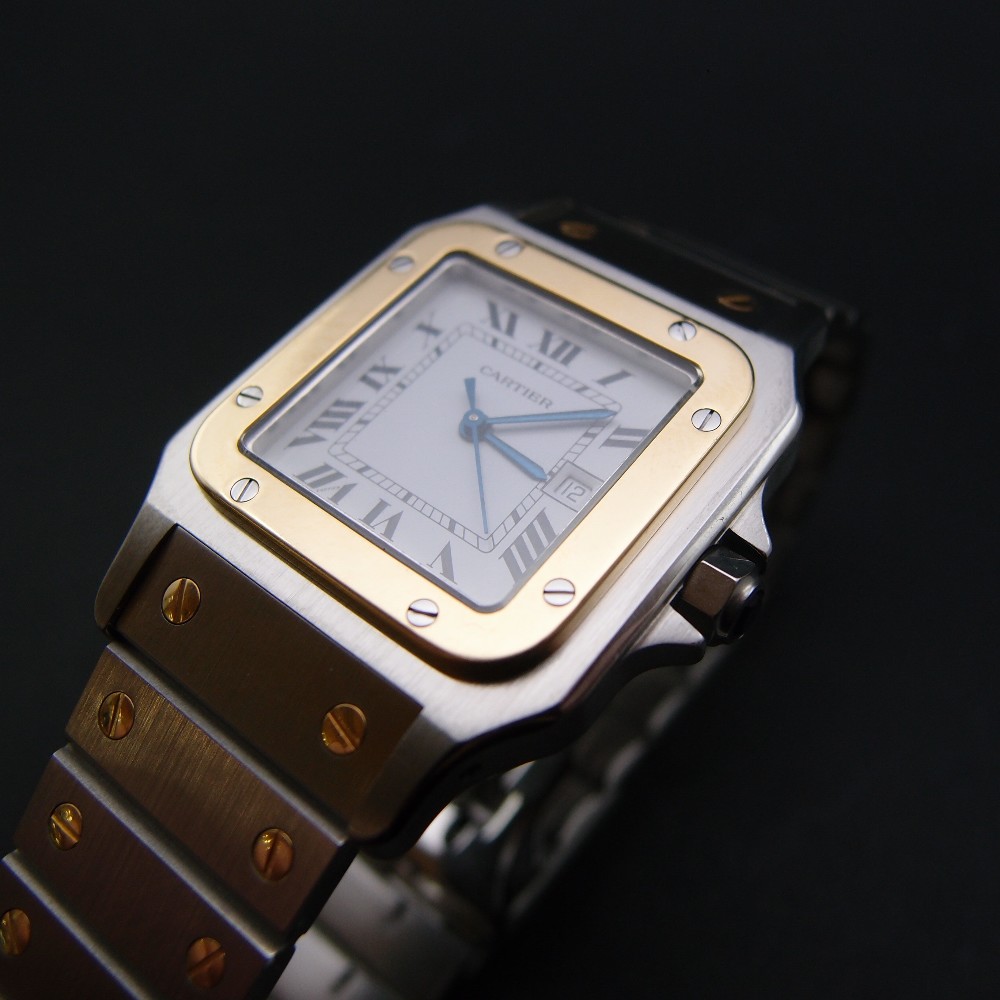 Montre Cartier Homme "Santos" Rectangulaire en Or et Acier Automatique