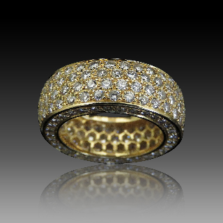 Bague Or Jaune 18K Avec 4,13 Cts De Diamants Brillants G-VS. Taille 55