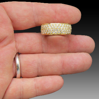 Bague Or Jaune 18K Avec 4,13 Cts De Diamants Brillants G-VS. Taille 55